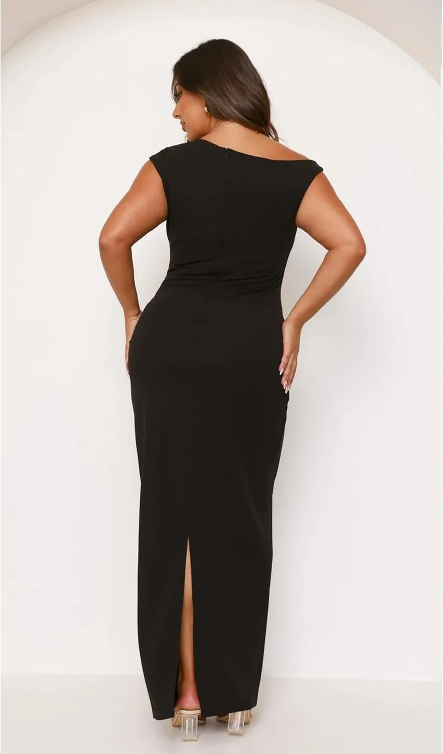 Nova In Sky Womens Summer One Shoulder Party Cocktail Bodycon Maxi Dress Sleeveless Ruched Slit Formal Wedding Guest Dresses