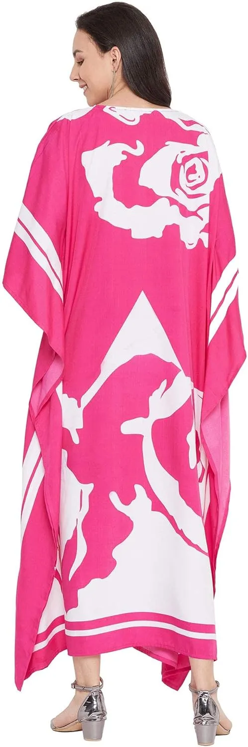 Oussum Kimono Maxi Dress Floral Long Kaftan Plus Size Caftan Gown