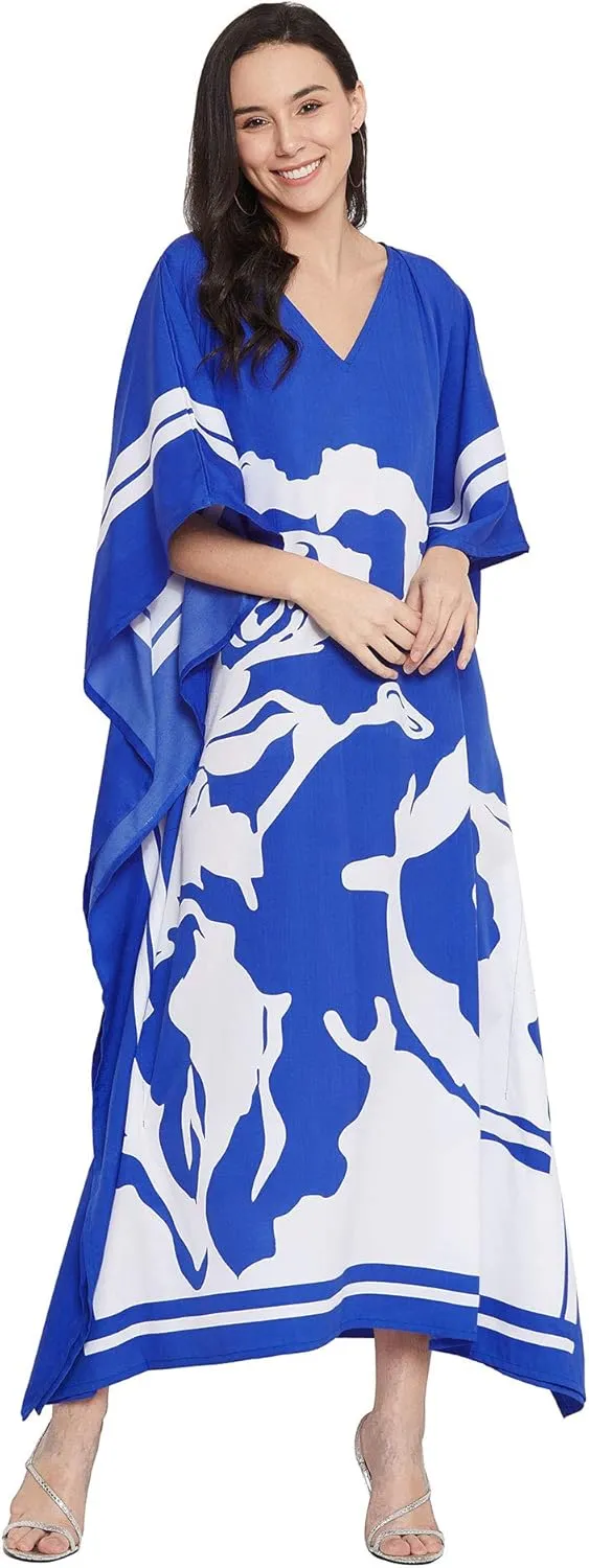 Oussum Kimono Maxi Dress Floral Long Kaftan Plus Size Caftan Gown
