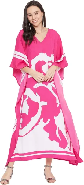 Oussum Kimono Maxi Dress Floral Long Kaftan Plus Size Caftan Gown