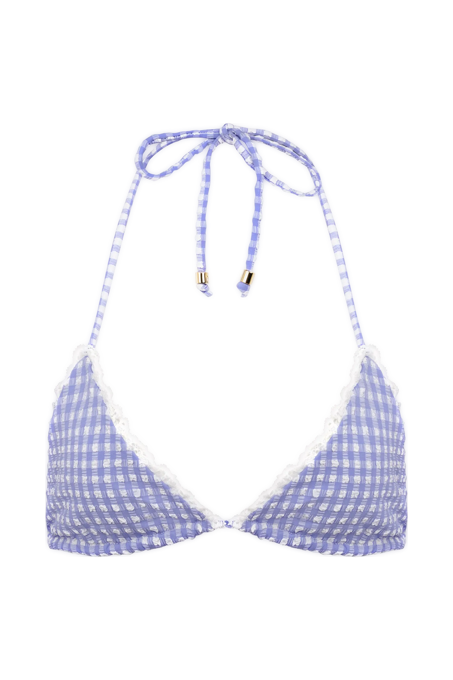Persephone Gingham Triangle Bikini Top - Lilac