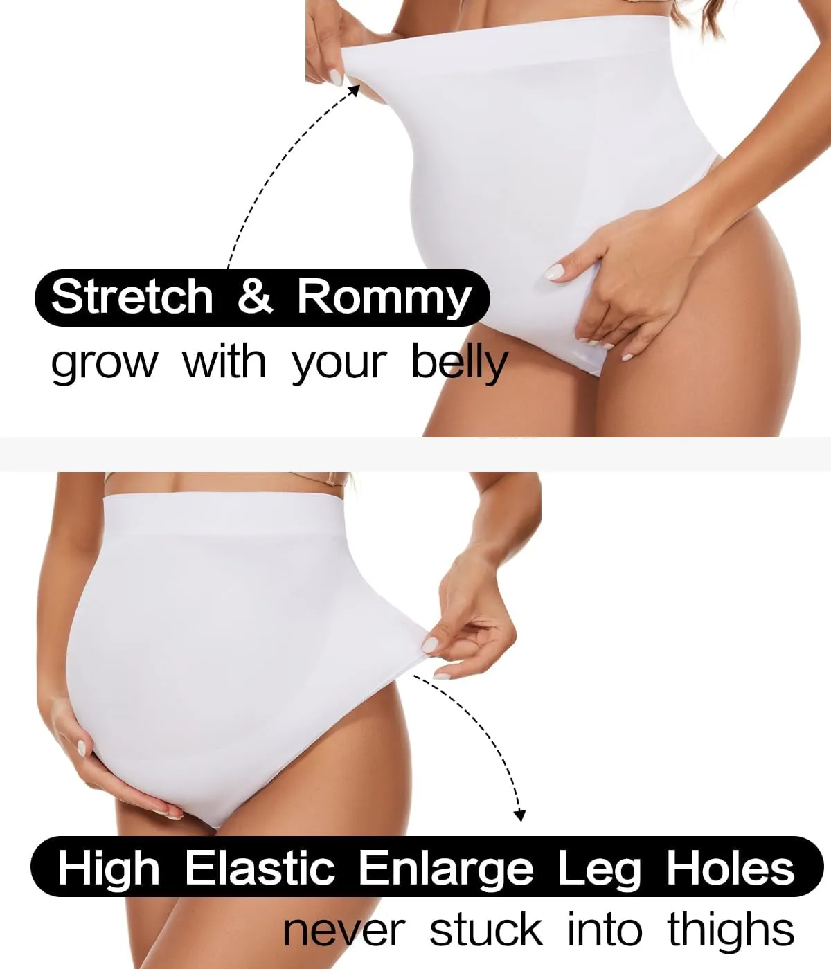 Seamless Maternity Thongs for Women, No Show Maternity Shapewear Over The Belly, Pregnancy Belly Support Panties
