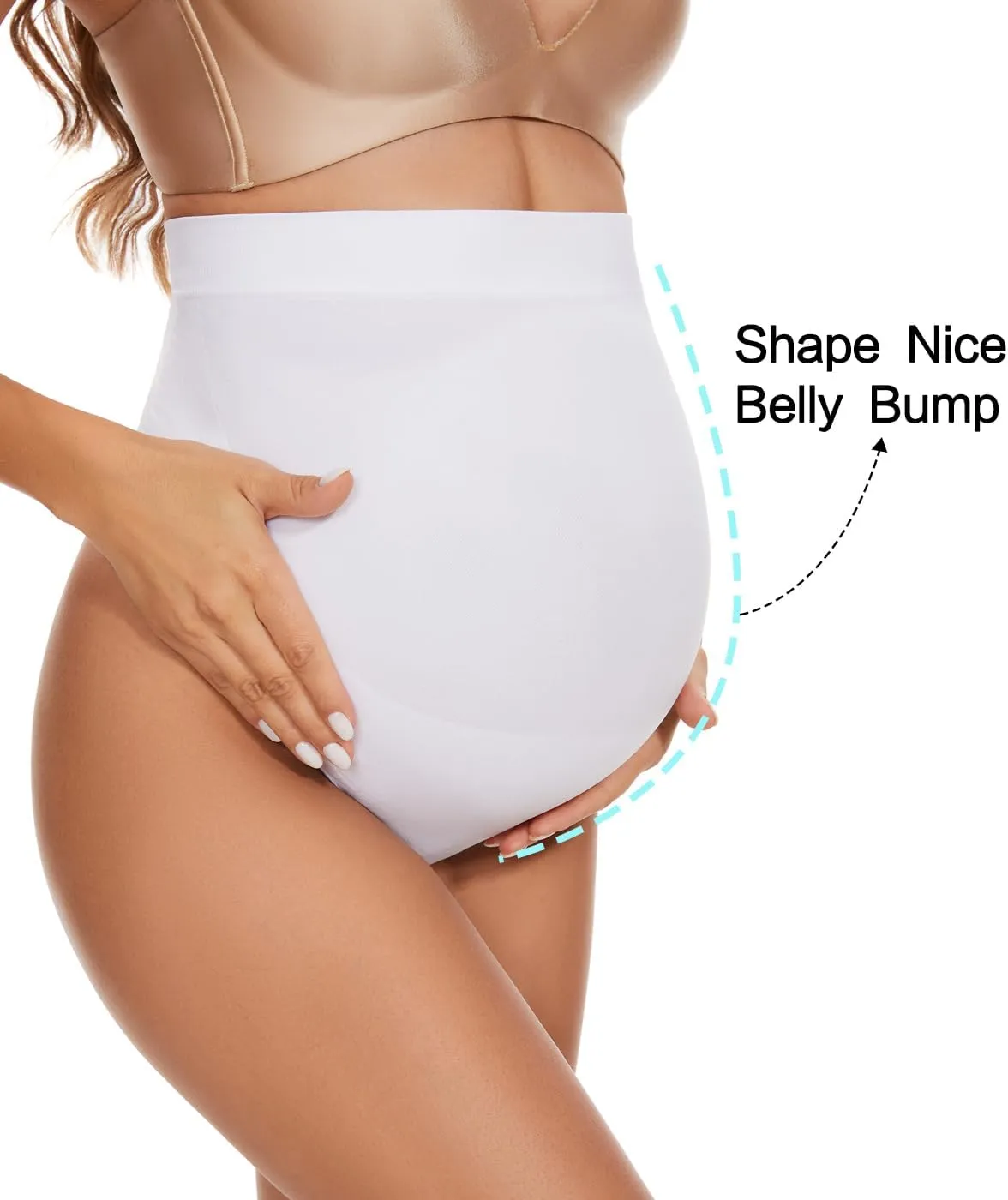 Seamless Maternity Thongs for Women, No Show Maternity Shapewear Over The Belly, Pregnancy Belly Support Panties