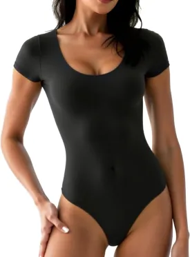 Short Sleeve Body Suits for Women Sexy Crew Neck Thong Bodysuits Spring T Shirts Tops