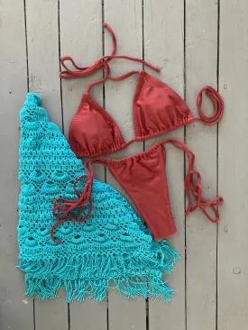 Solid Caramel Brown Triangle Bikini Top