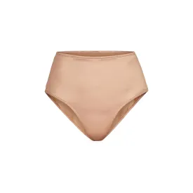 STRETCH SATIN HIGH WAISTED BRIEF | DESERT CLAY
