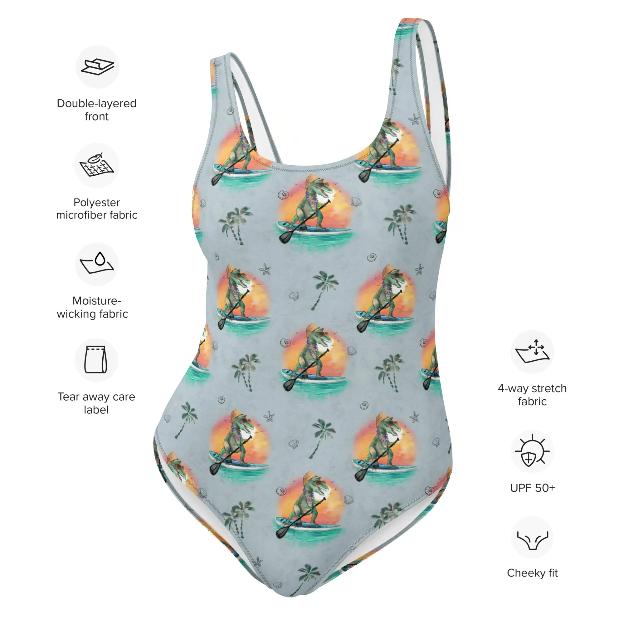 SUP Rex - Women's Dinosaur One-Piece Swimsuit