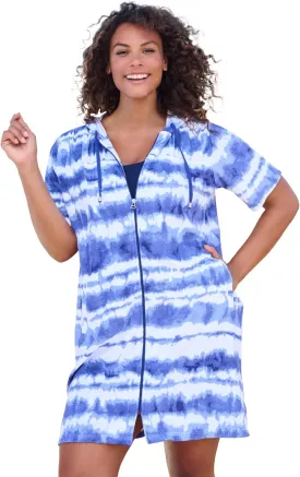 Swim 365 Women's Plus Size Hooded Terry Swim Cover Up