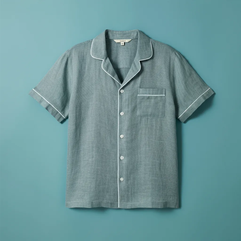 THEO Men's Pure Linen Pajamas Short Sleeve Top & Shorts Set
