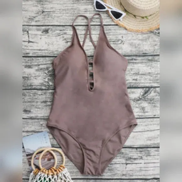 Tied Low Back One-Piece Swimsuit