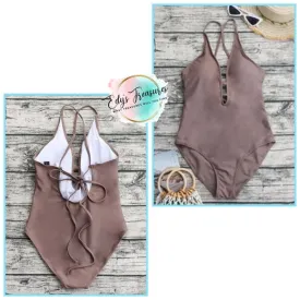 Tied Low Back One-Piece Swimsuit