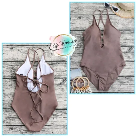 Tied Low Back One-Piece Swimsuit