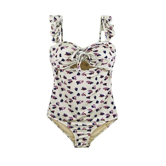 Upopby Fashion Floral Print Backless One-Piece Swimsuit