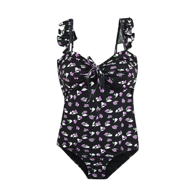 Upopby Fashion Floral Print Backless One-Piece Swimsuit