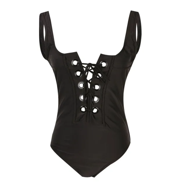 Upopby Sexy Cross Strap Backless Swimwear Hollow One-Piece Swimsuit