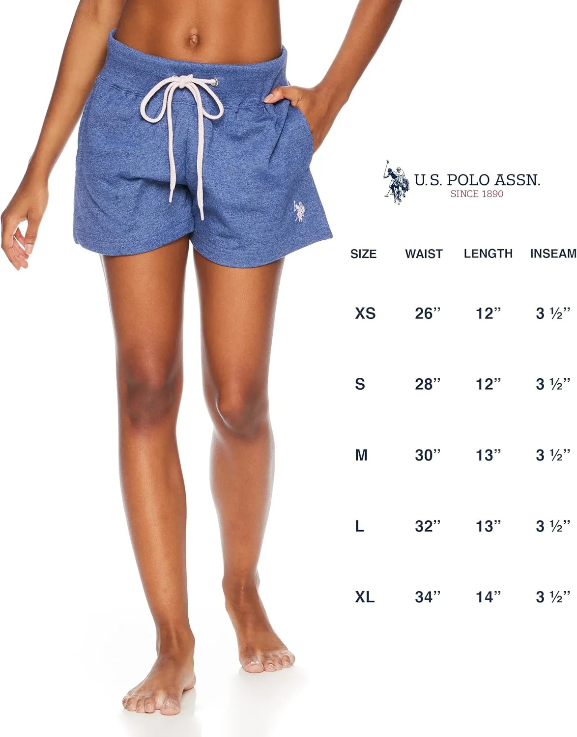 U.S. Polo Assn. Womens Sweat Shorts with Pockets - French Terry Pajama Lounge Shorts for Women