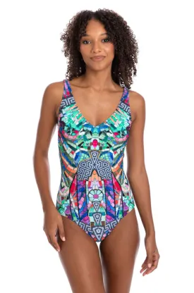 Verona V-Neck Plunge Swimsuit (Multi)