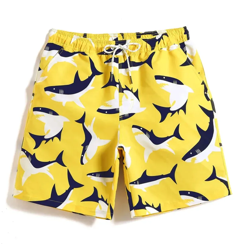 Wiaofellas  -  Summer Men's Beach Pants Quick Dry Loose Beach Vacation Five Quarter Pants Pink Shorts Flat Angle Swimming Trunks
