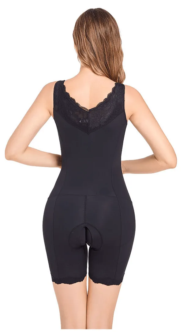Women Full Body Shapewear V Neck Lace Slimming Belly Bodysuit