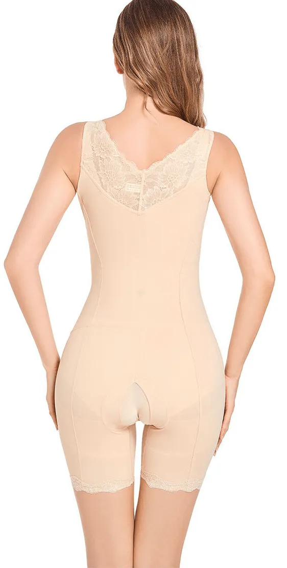 Women Full Body Shapewear V Neck Lace Slimming Belly Bodysuit
