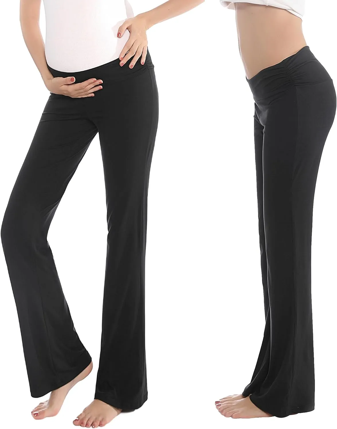 Women Maternity Pajama Pant Stretchy Comfy Wide Soft Palazzo Elastic Pregnancy Lounge Casual PJs