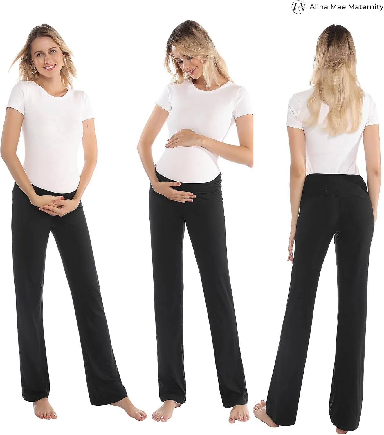 Women Maternity Pajama Pant Stretchy Comfy Wide Soft Palazzo Elastic Pregnancy Lounge Casual PJs