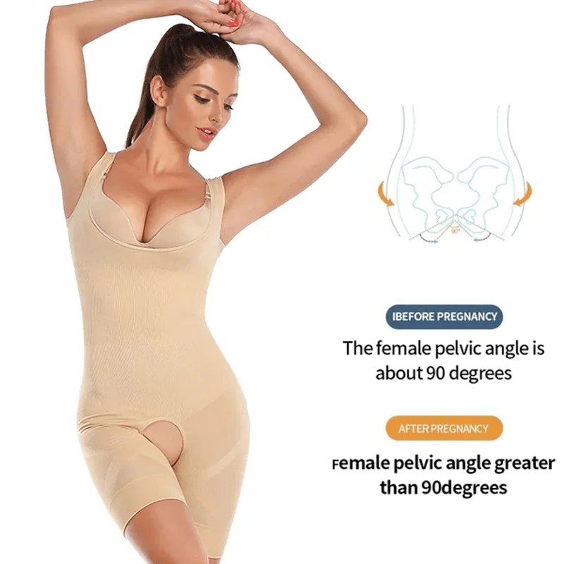 Women Open Bust Sculpting Bodysuit Short With Open Gusset