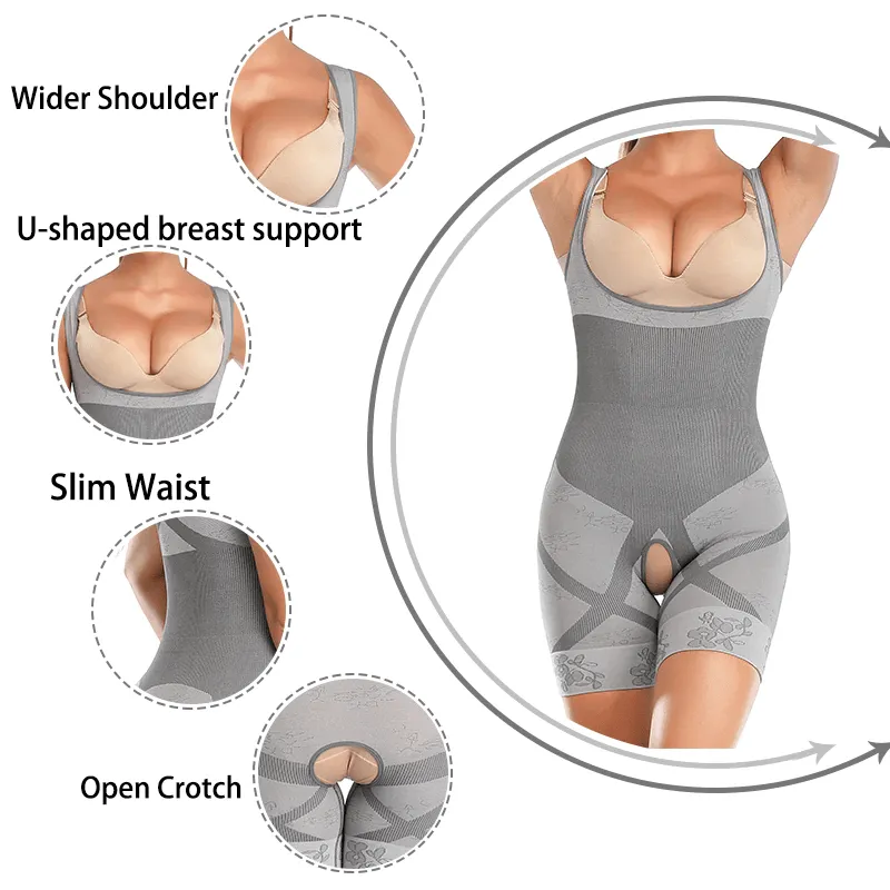 Women Open Bust Sculpting Bodysuit Short With Open Gusset