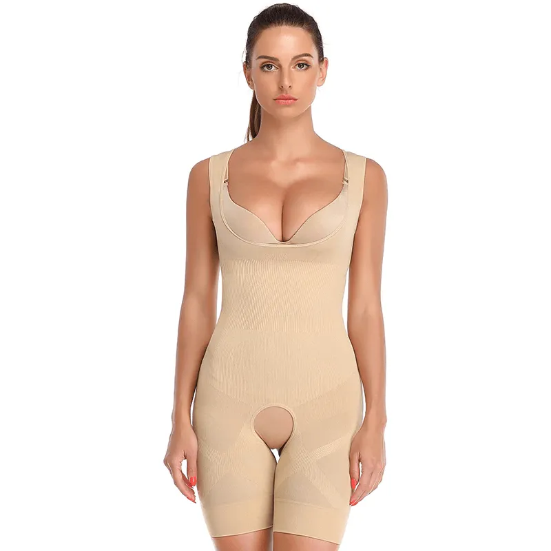 Women Open Bust Sculpting Bodysuit Short With Open Gusset