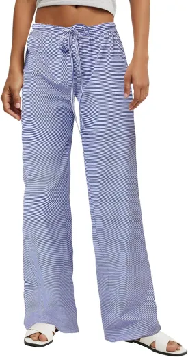 Women's Drawstring Pajama Pants Striped Casual Palazzo Wide Leg Lounge Pants Comfy Sleepwear Trousers