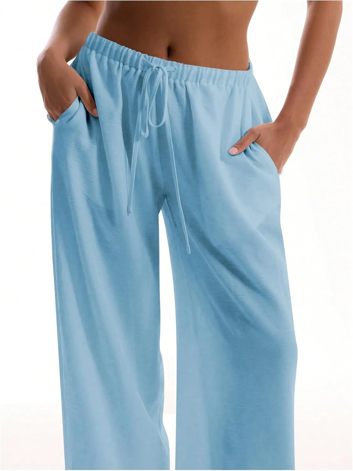 Womens Linen Pants Wide Leg Loose Cotton Swimsuit Coverups Summer Pants Beach Vacation Outfits