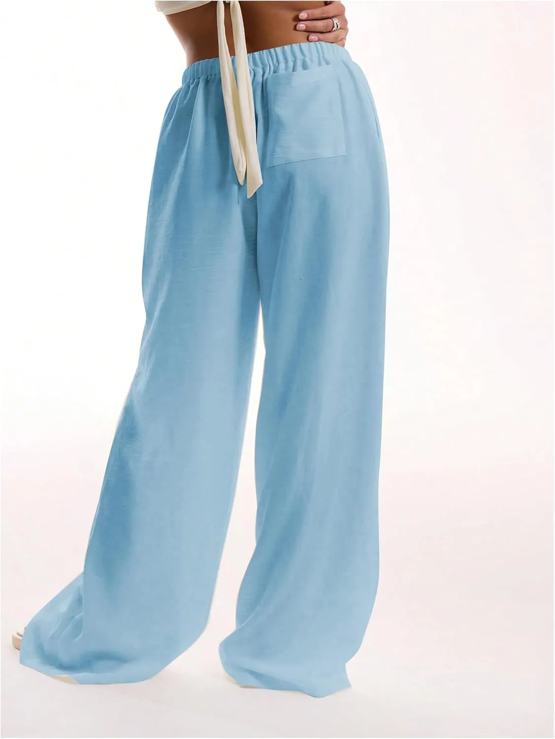Womens Linen Pants Wide Leg Loose Cotton Swimsuit Coverups Summer Pants Beach Vacation Outfits