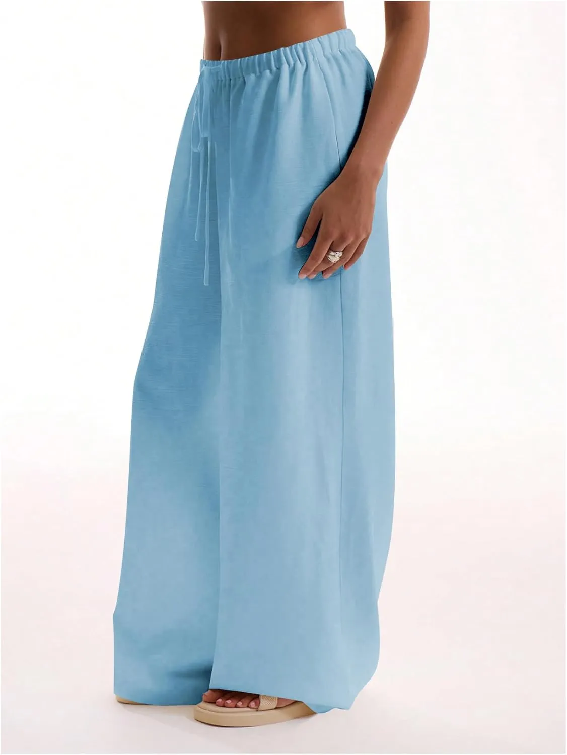 Womens Linen Pants Wide Leg Loose Cotton Swimsuit Coverups Summer Pants Beach Vacation Outfits