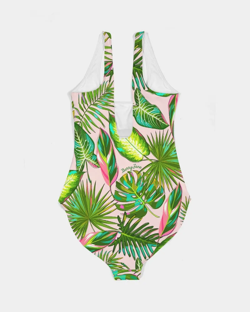 Women's One Piece Swimsuit, Tropical Jungle Print