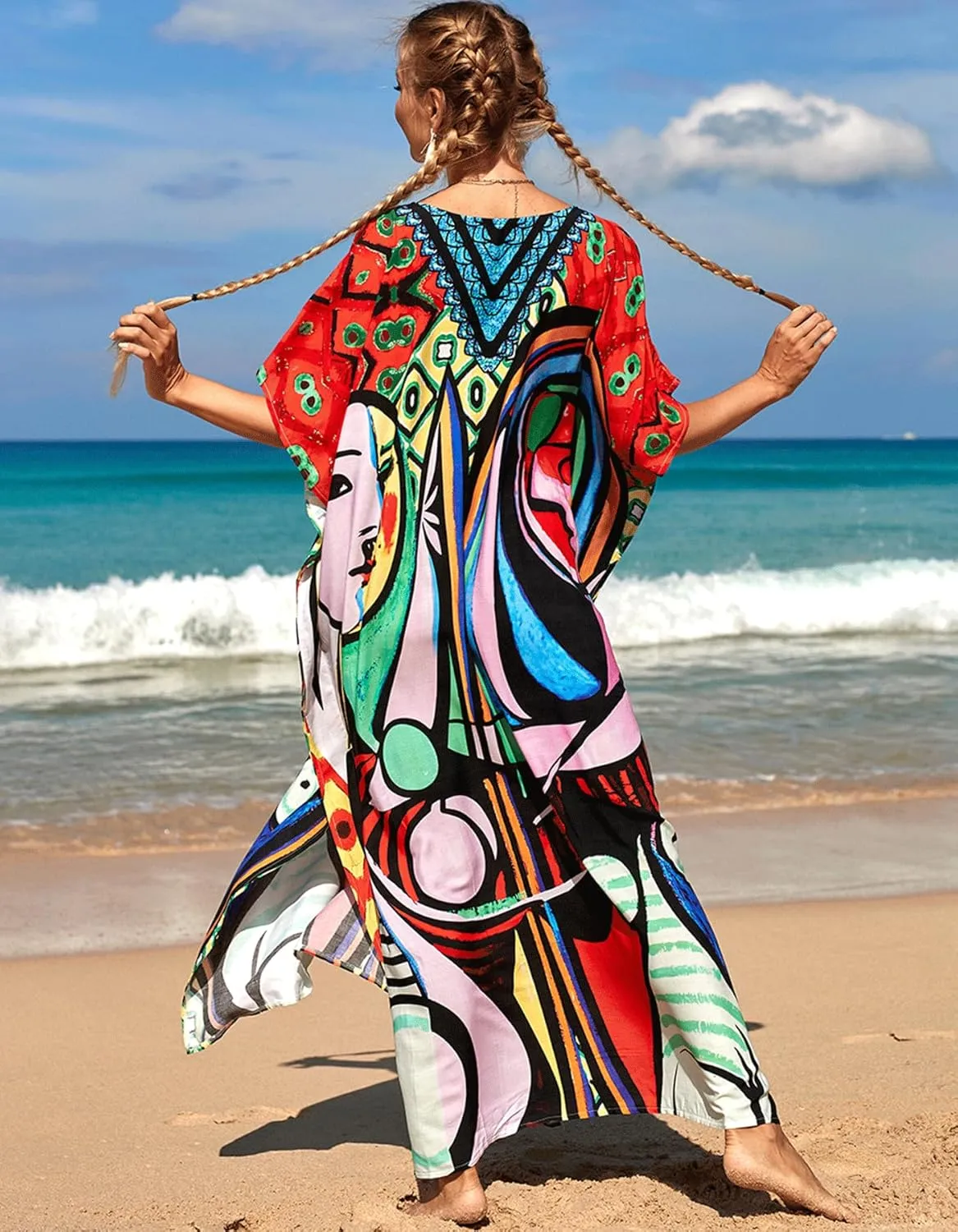 Women's Plus Size Beach Lounge Kaftan Maxi Dress Swimsuit Coverup for Women