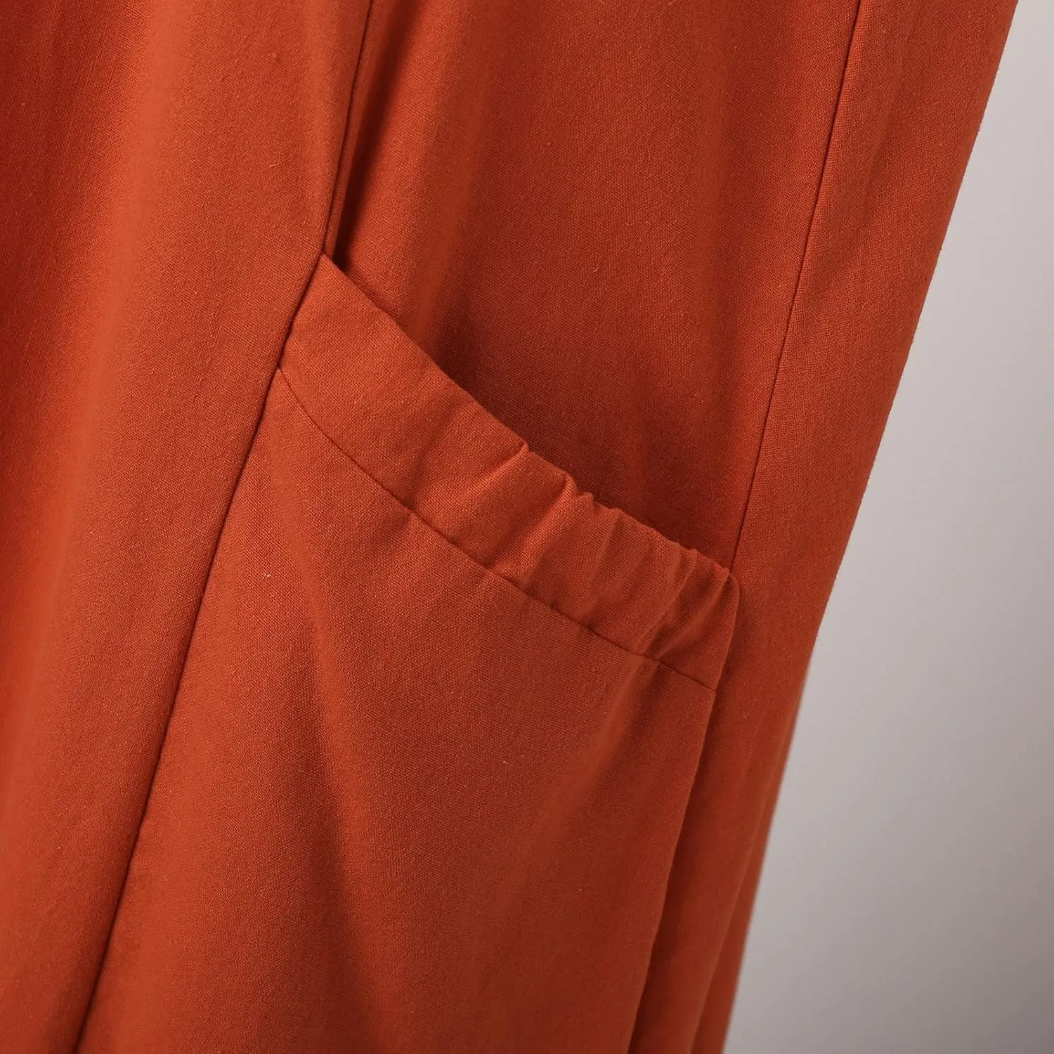 Womens Summer Casual Cotton Linen Maxi Dress Sleeveless V Neck Outfit Sundresses Pocket Beach