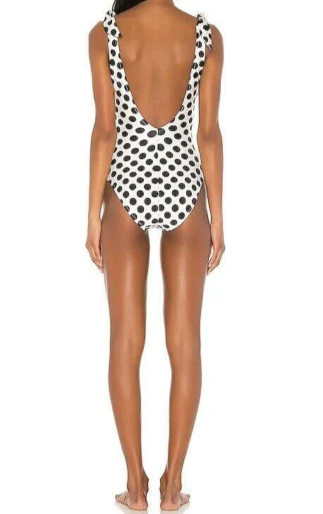Zimmermann Honour Tie One Piece Plunge Neck, Polka Dots